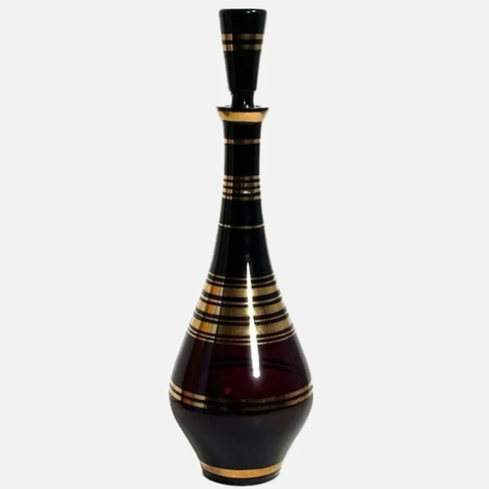 Vintage Decanter, Purple amethyst, Mid Century Modern Barware